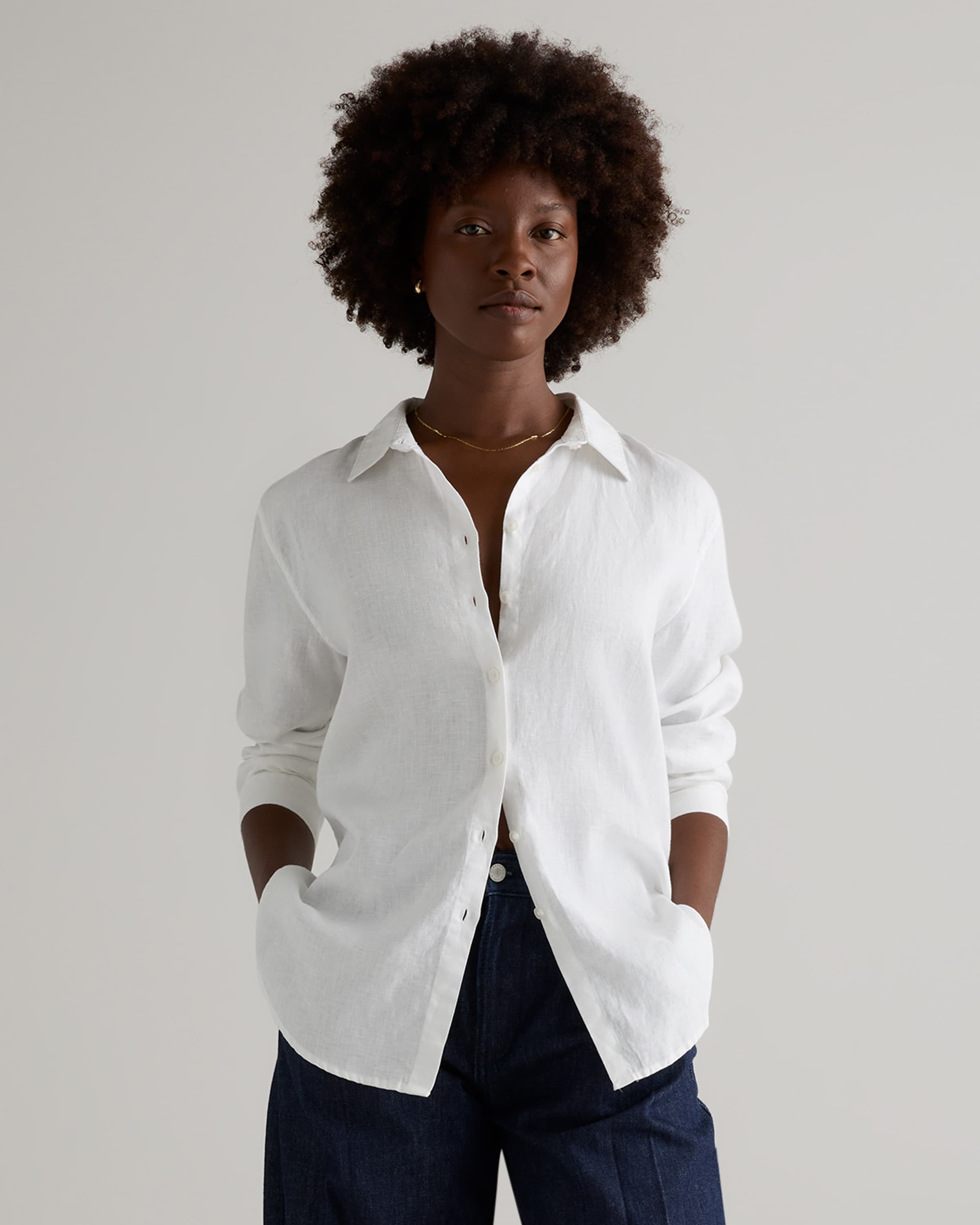 100% European Linen Shirt in White - image 1