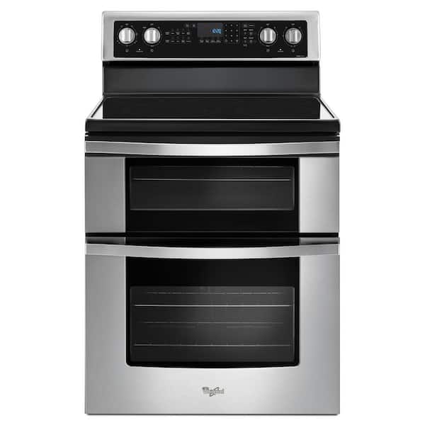 Whirlpool 6.7 cu. ft. 5 Burner Element Double Oven Electric Range with True Convection in Stainless Steel - image 1