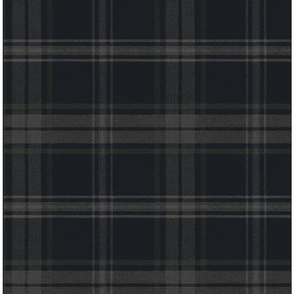 30.75 Sq. ft. Dark Blue and Evergreen Senne Hill Plaid Vinyl Peel and Stick Wallpaper Roll - image 1