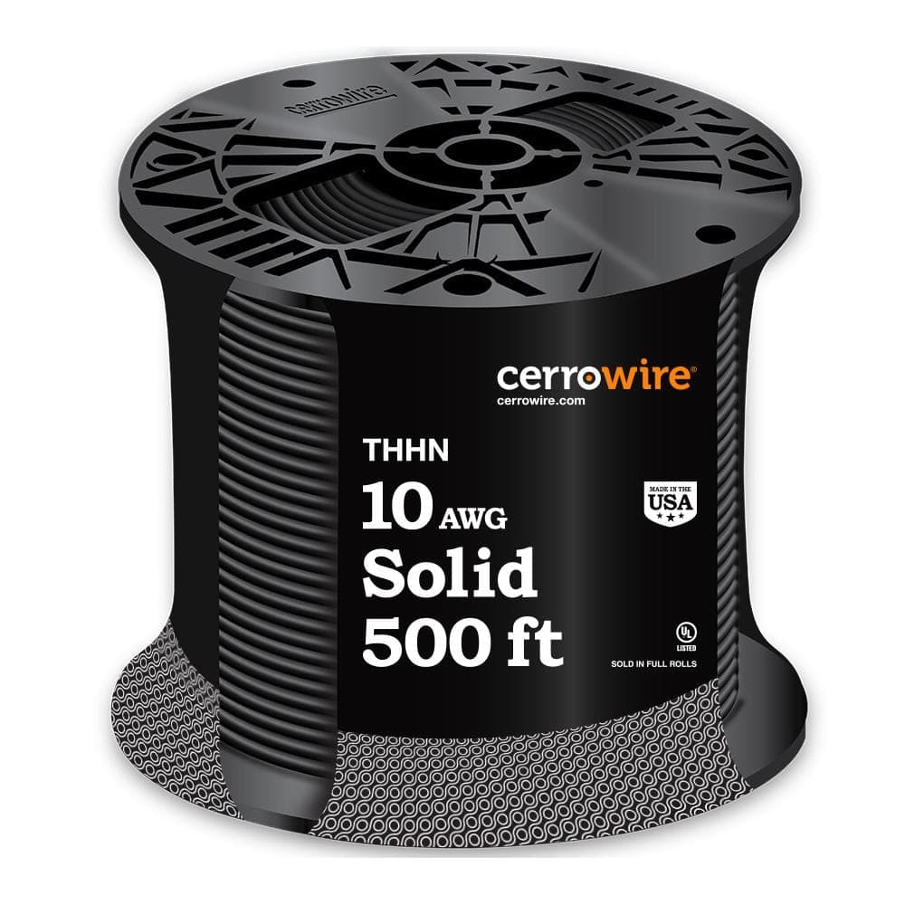 500 ft. 10 Gauge Black Solid Copper THHN Wire - image 1