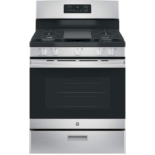 GE 30 in. 5.0 cu. ft. Freestanding Gas Range in Stainless Steel with Griddle JGBS66REKSS - image 1