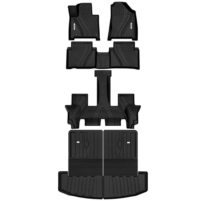 Floor Mats & Cargo Liner for 2024–2026 Hyundai Santa Fe Hybrid 6/7-Seater(the 2rd Row bench seat type) – Custom Fit TPE All-Weather Mats with Backrest Protector, Anti-Slip Interior Accessories - image 1