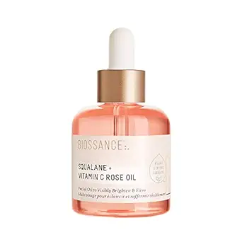 BIOSSANCE Squalane + Vitamin C Rose Advanced Facial Oil - Brightening, Firming, and Hydrating Serum for All Skin Types - Chios Crystal Oil, Damascus Rose Extract & Squalane for Radiance - image 1