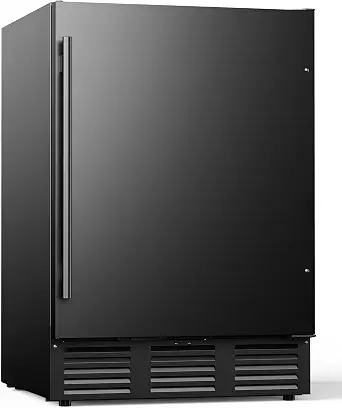 ICEVIVAL 24 Inch Beverage Refrigerator, 180 Can Under Counter Fridge, Stainless Steel Outdoor Fridge for Patio & Outdoor Kitchen, Outdoor Refrigerator for Soda, Beer, Built-in & Freestanding(Black) - image 1