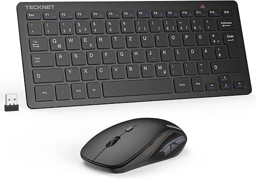 TECKNET Wireless Keyboard Mouse Set, German QWERTZ Layout, 2.4 GHz Wireless Mini Keyboard Mouse, 15 m Range Connection, Wireless Quiet Wireless Keyboard with Mouse for PC, Laptop, Smart TV, Black - image 1