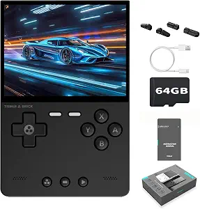 Trimui Brick Retro Handheld Portable Retro Gaming WiFi Multiplayer 159g Lightweight Retro Emulator with RGB Lighting USB-C Fast Charging 3.2" Square IPS Screen 3000mAh 64G TF Card Linux Black - image 1