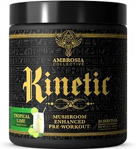 Ambrosia Organic Mushroom Pre Workout Powder with Creatine 3g | Lion's Mane, Cordyceps & Reishi | Clean Pre Workout | Mushroom Energy & Focus | 24 Servings | Tropical Lime - image 1