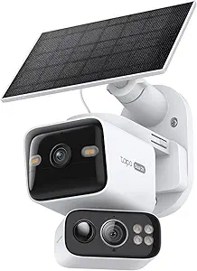 Tapo 2K Dual Lens Pan/Tilt Security Battery Camera Wireless w/Solar Panel, 165° Wide-Angle + 6mm Telephoto, Free Person/Vehicle Detection, 360° Pan, SD/Cloud Storage, Works w/Alexa & Google, C645D KIT - image 1