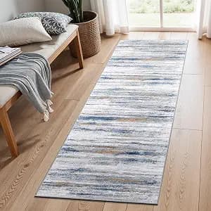 Washable Kitchen Runner Rug for Family: Easy-to-Clean Runners for Hallway Entryway Bedroom - Stain and Water Resistant Rugs with Non-Slip Backing - Soft Low-Pile Carpet 2x6 Navy Grey - image 1